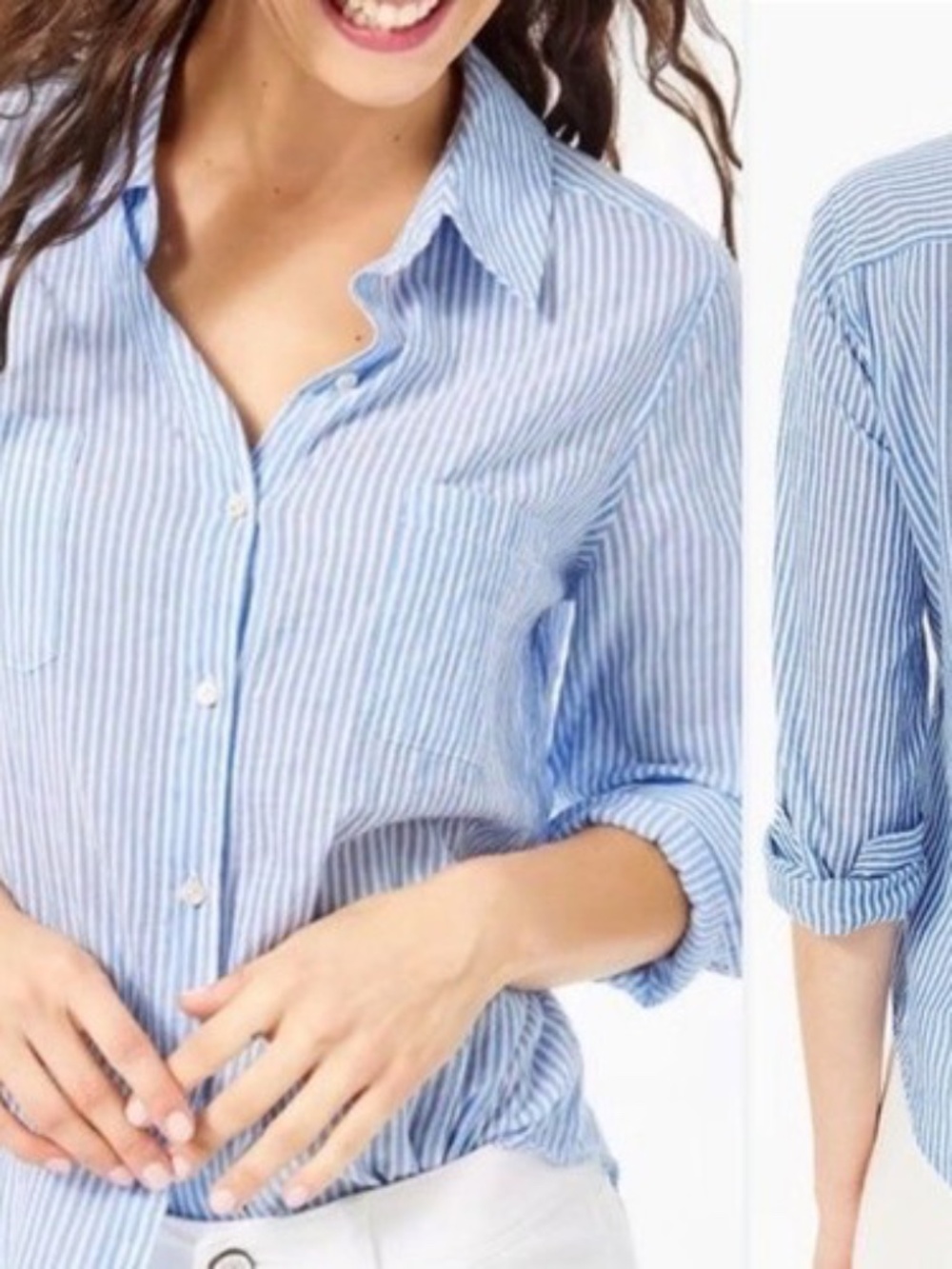 Lilly Pulitzer Cotton Blend Blue White Striped Button Up Shirt Blouse L
